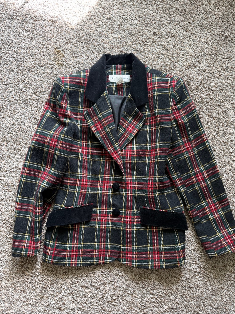 Norton McNaughton Black, Red & Gold Plaid Blazer